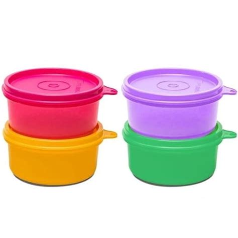 Tupperware Plastic Spill proof Tropical Bowls (Multicolour, 210ml, 4 ...