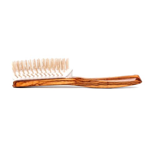 TEK Removable Head Olive Wood Hair Brush with Wooden Bristles, Elite C ...