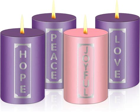Amazon.com: MTLEE Set of 4 Christmas Advent Candles with Words Pillar ...