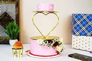 INDIAN ARTISANS Heart Shape Cake Spacer - Metal Stand, Golden Cake ...