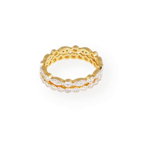 22ct Gold Set of 2 Stacking Eternity Rings with Swarovski Zirconia Sto