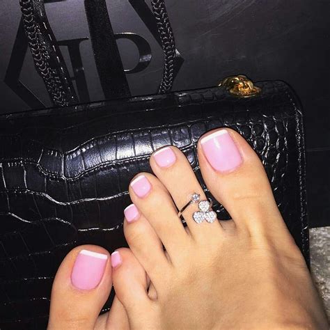 Love this classy, pretty, simple French pedicure in pink with a very ...