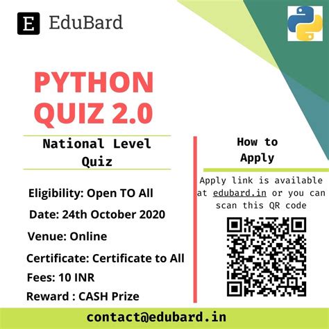 Python Quiz 2.0, National Level Quiz on Python Apply Now
