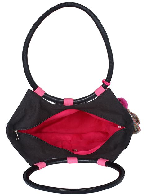 Anekaant Black & Multi Tabernacle Canvas Handbag