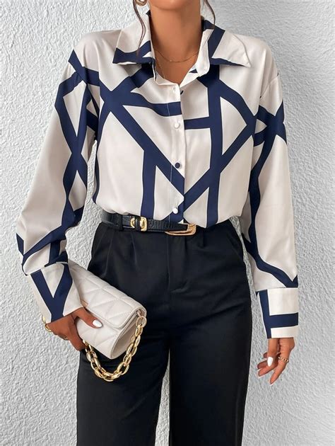 Striped Print Drop Shoulder Shirt | SHEIN USA