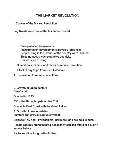 THE Market Revolution - THE MARKET REVOLUTION I. Causes of the Market ...