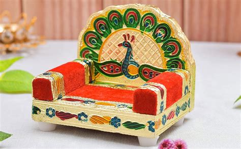 Buy Archna Handicraft Meenakari Work Laddu Gopal Singhasan for Pooja ...