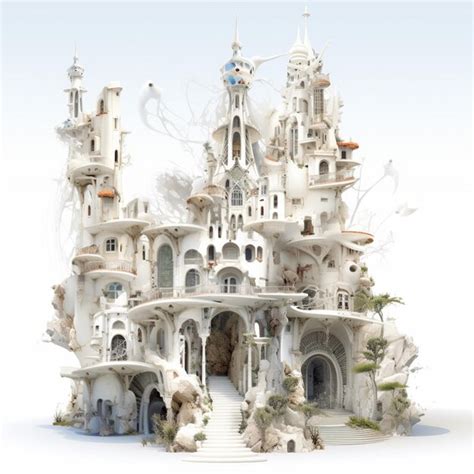 Eclecticism in architecture with white background h | Premium AI ...