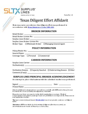 Texas Diligent Effort Affidavit - Fill and Sign Printable Template Online
