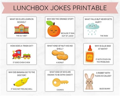 Lunchbox Jokes Printable, Lunch Box Notes, Jokes for Kids, Lunchbox ...