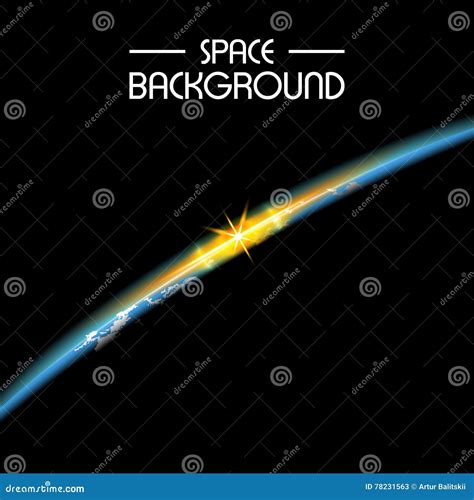 Rising Sun Over the Planet Earth. Space Background Stock Illustration ...