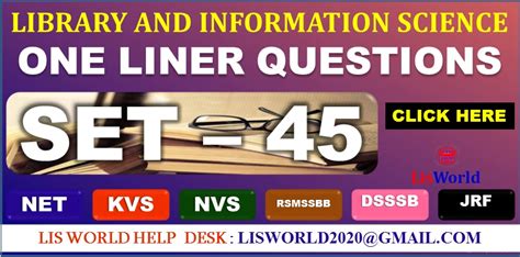 Important LIS One Liner Questions 01 to 25 (Set - 45) - LIS World