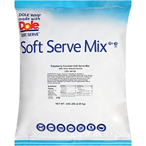 Dole Raspberry Soft Serve Mix, Dairy and Gluten Free, 4.60 Pound Bag ...