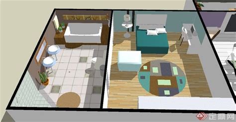 某现代风格一室两厅一厨两卫室内设计SU模型