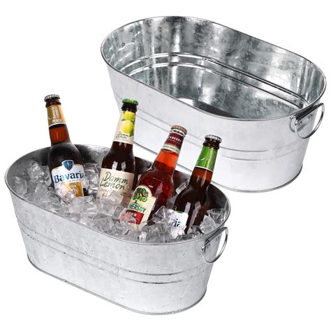 Snapklik.com : Galvanized Tub Beverage Tubs, 2pcs Metal Ice Buckets For ...