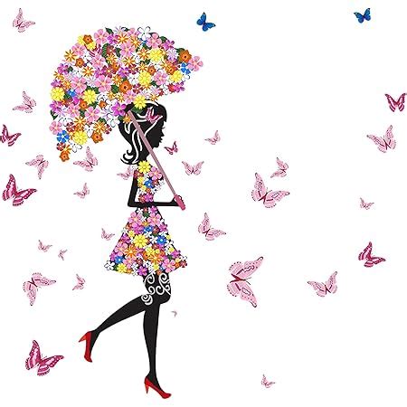 Decals Design 'Fairy with Butterflies' Wall Sticker (PVC Vinyl, 90 cm x ...