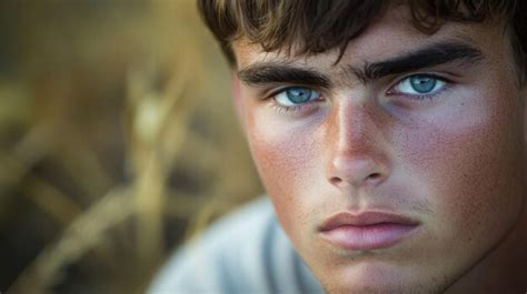 Teenage boy portrait sun kissed skin blue eyes | Premium AI-generated image