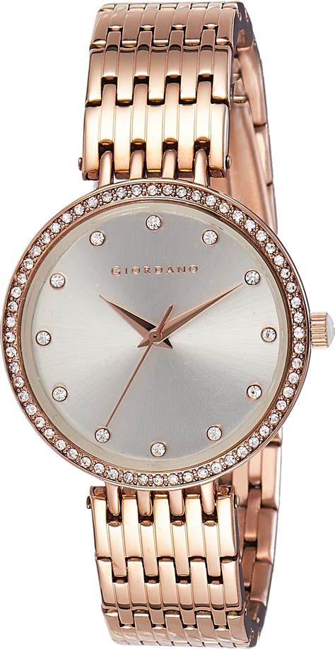 Giordano Eleganza Collection Round Analog Watch for Women, Diamond-Set ...