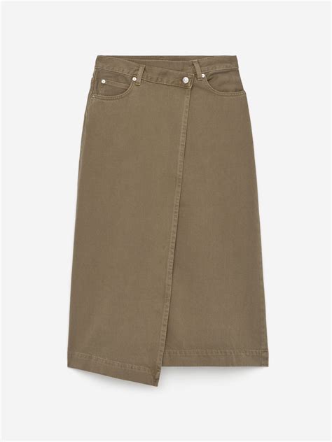 Denim Wrap Skirt – Khaki Green – Women – ARKET EU