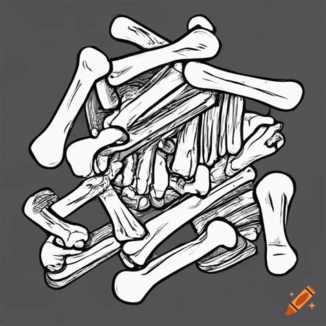 Cartoon-style small pile of bones on Craiyon