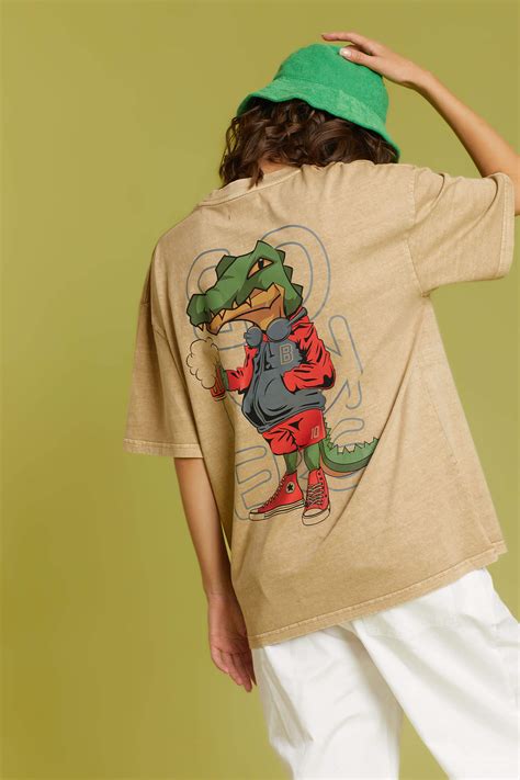 Buy Alligator Faded Effect Oversized T-shirt | BonkersCorner