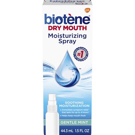 Biotene Gentle Mint Moisturizing Mouth Spray, Sugar-Free, for Dry Mouth and Fresh Breath, 1.5 ...