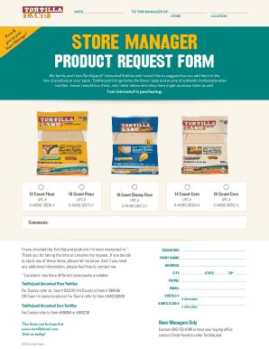 Fillable Online Product Request Form - tortillalandcom Fax Email Print ...