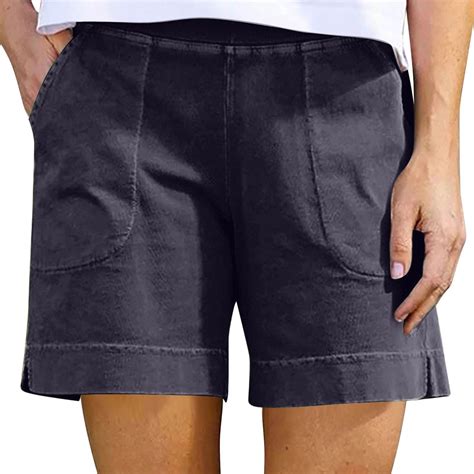 Tianiyouqing Linen Shorts for Women Boho 2025 Pull on Elastic Waist ...