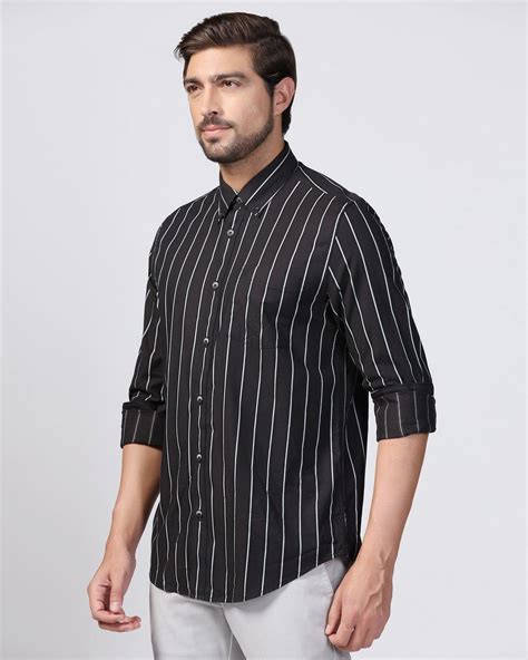 Buy Casual Black Stripe Shirt Online from Blackberrys
