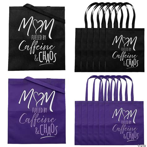 15" x 17" Large Mom Fueled by Caffeine & Chaos Nonwoven Tote Bags - 12 ...