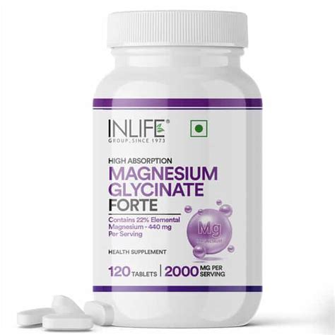 Buy INLIFE CHELATED MAGNESIUM GLYCINATE SUPPLEMENT 2000MG PER SERVING ...