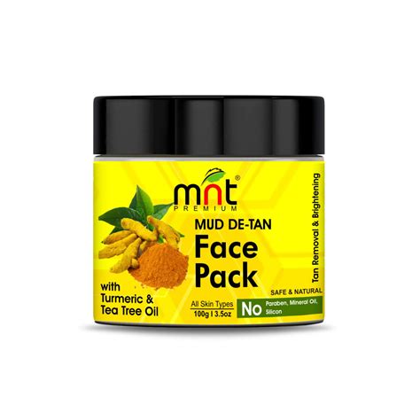 MNT Mud De-Tan Face Pack with Turmeric & Tea Tree Oil for All Skin ...