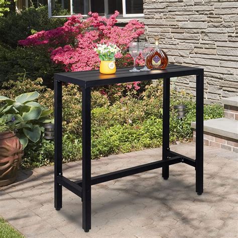 Amazon.com: 40inch Outdoor Bar Table Iron Black Patio Bar Table, Patio ...