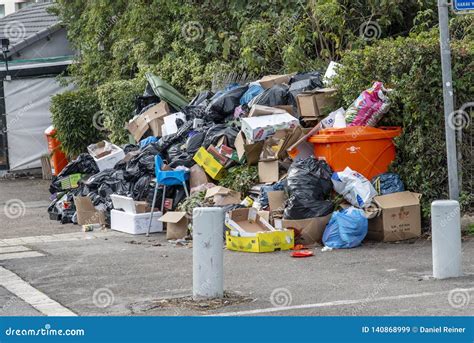Piles Of Garbage On The Sidewalk Due To Strike Editorial Photo ...