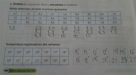 Oriana las siguientes datos y encuentra la mediana notas obtenidas ...