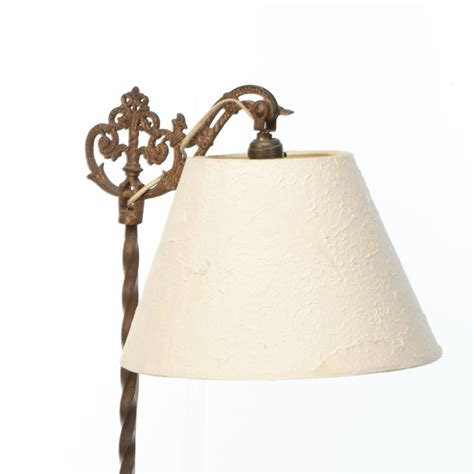 Victorian Style Cast Iron Bridge Arm Floor Lamp with Paper Shade | EBTH