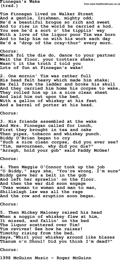 Finnegan's Wake, by The Byrds - lyrics with pdf