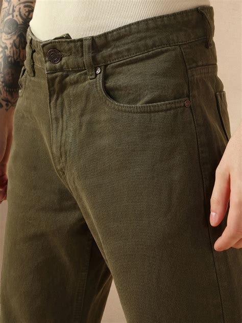 Men's Green Cotton Relaxed Fit Mid-Rise Casual Jeans – DENNIS LINGO