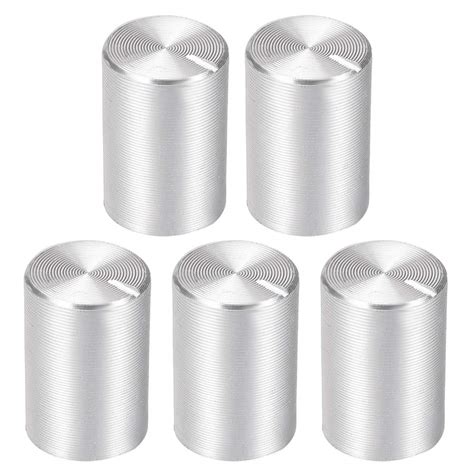 uxcell 5pcs Potentiometer Knob Knurled Shaft Silver Tone Aluminum 6mm ...