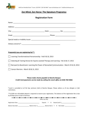 Fillable Online Download Registration Form - Rancho Bosque Fax Email ...