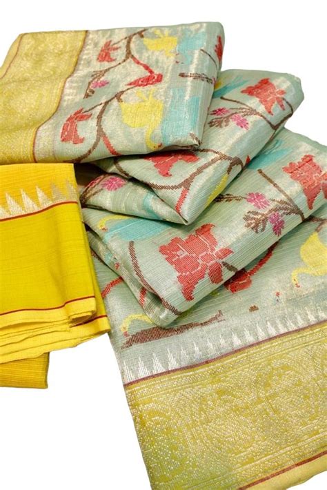 Blue Handloom Kota Doria Real Zari Saree - Luxurionworld