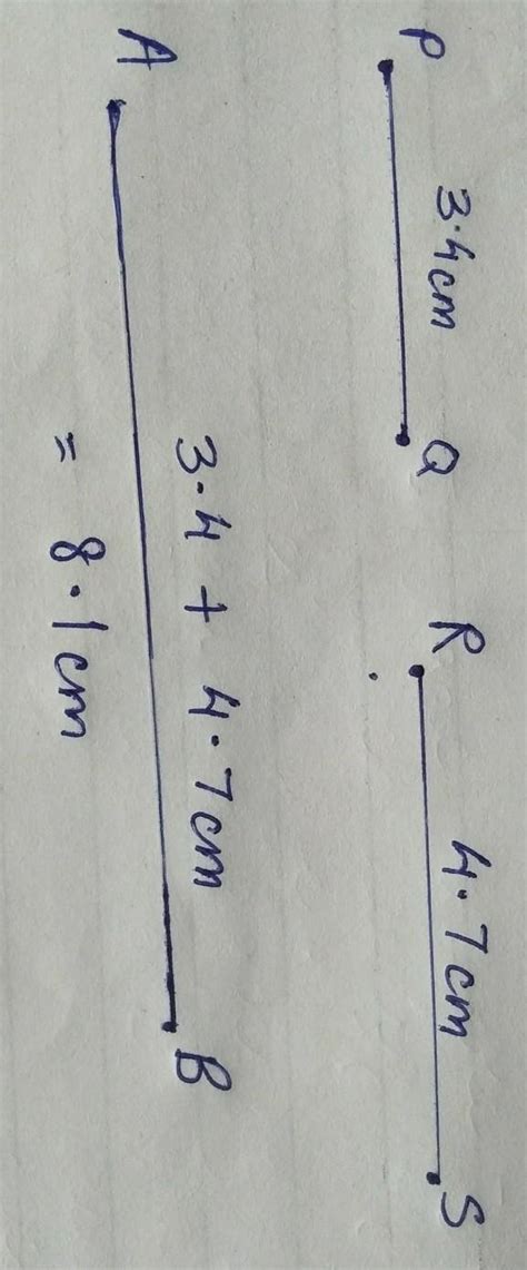 Draw line segments of lengths PQ = 3.4 cm and RS = 4.7 cm. Construct ...