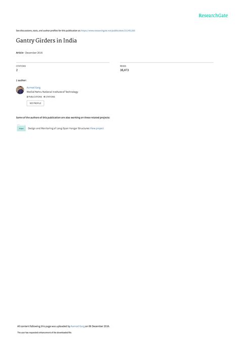 Garg Aamod.Gantry Girdersin India - See discussions, stats, and author ...