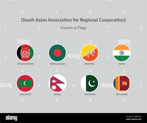 South Asian Association for Regional Cooperation Countries flag icons ...