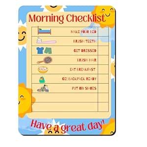 Stara Kids Morning Checklist for Toddlers with Magnet Back for Fridge ...