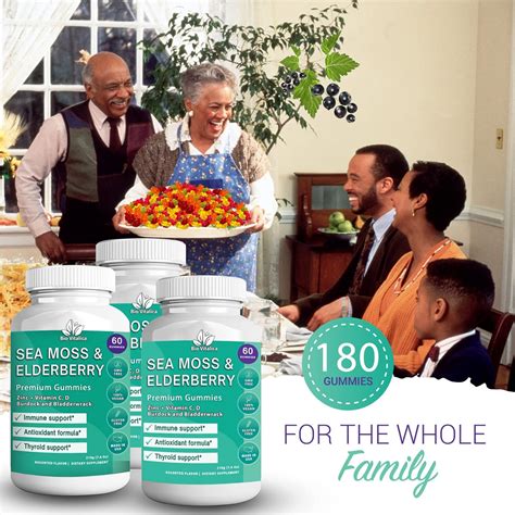 Buy 3 Pack) Sea Moss Gummies Elderberry BioVitalica - Vitamin C D ...