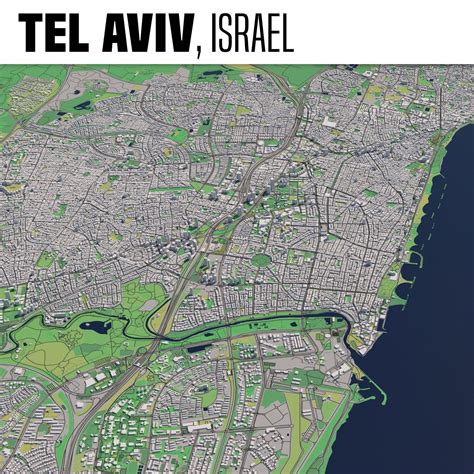 Tel Aviv Israel 25x25km 3D City Map 3D Model $149 - .max .fbx .obj - Free3D