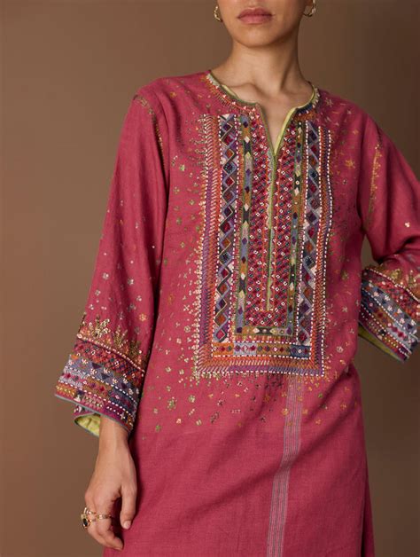 Linen Kurta For Women | Hand Embroidered Kurta for Women | Manan