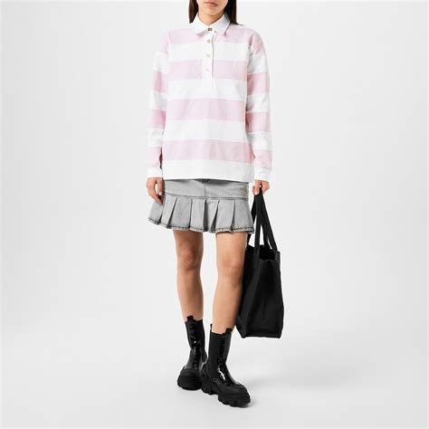 GANNI | Striped Polo Shirt | Women | Mauve Chalk | Flannels