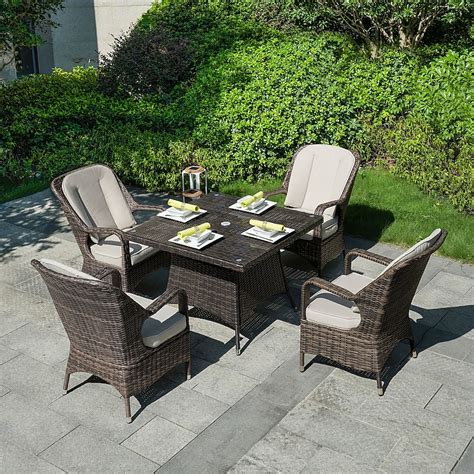 Direct Wicker Cordella 5 Wicker Patio Dining Set Wicker Square Table ...